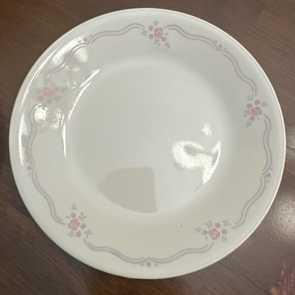 Set 3 Corelle ENGLISH BREAKFAST Bread Cake Snack Dessert Plates 6 3/4" Pink Blue - Picture 6 of 8